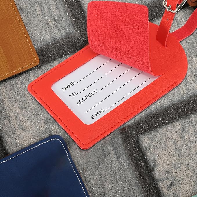 PATIKIL Leather Luggage Tag, 30 Pcs Luggage Tags Pu Bag Tags for Suitcases Airplane Travel Essentials, Red