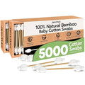 Jenvita 100% Bamboo Cotton Swabs for Ears (5000-Pack) - Perfect for Baby & Personal Care | Double-Tipped Ear Swab Cotton for Makeup & Cleaning | FSC Certified & Hypoallergenic, Made for All Ages & Pet