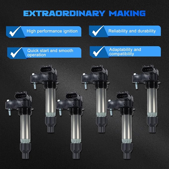 6PCS UF569 Ignition Coils Ignition Coils Pack Fits for 2010-2016 LaCrosse, 2008-2019 CTS, 2013-2019 XTS, 2010-20223 Traverse, for Equinox Impala Acadia Terrain 3.0L 3.6L, Aftermarket Parts