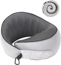 KPNEOL Travel Pillow, 100% Pure Memory Foam Travel Neck Pillow Airplane Neck Support Ergonomic Design for Traveling Suitable for Airplanes,Offices-Grey-Small Size