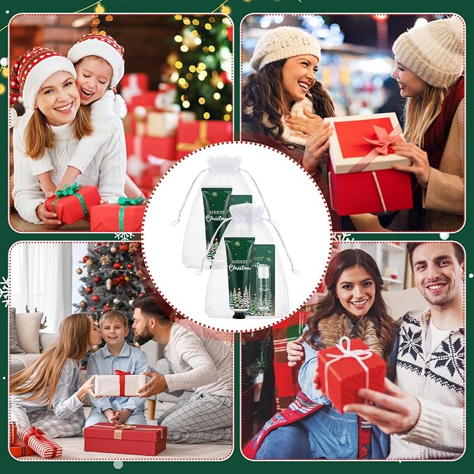 30 Sets Christmas Hand Cream and Lip Balm Bulk Mini Travel Size Hand Lotion and Moisturizing Lip Balm for Christmas Stocking Stuffers Holiday Gifts Xmas Party Favors