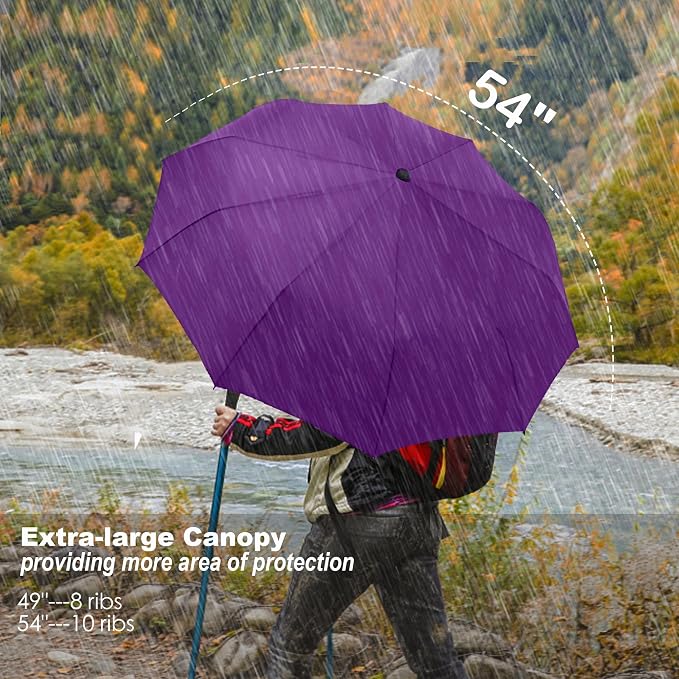 SIEPASA Windproof Travel Compact Umbrella-Automatic Umbrellas for Rain-Compact Folding Umbrella, Travel Umbrella Compact, Windproof Umbrellas for Men Women Teenage.(Purple, 54 Inch)