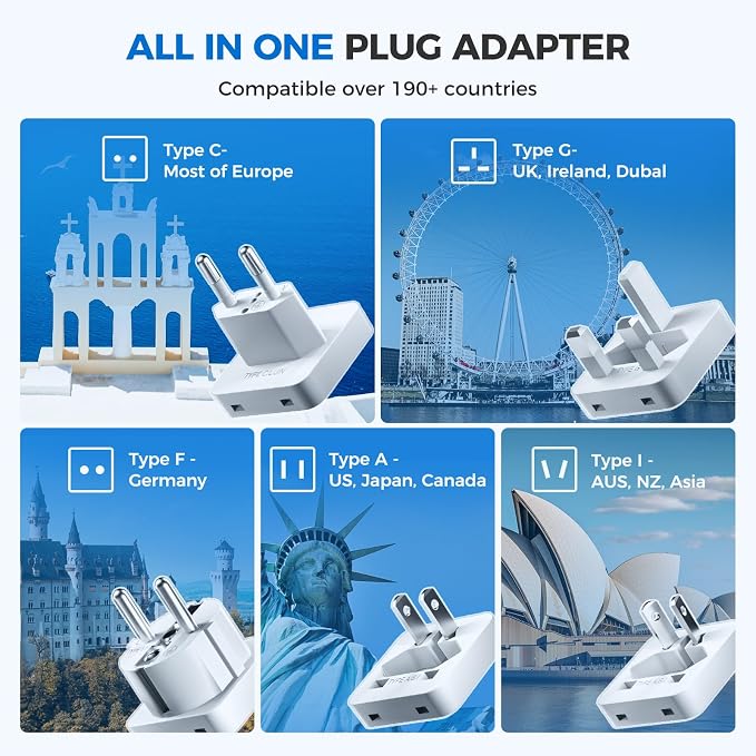 Upgraded 350W Voltage Converter US to Europe for Hair Straightener Shaver Toothbrush CPAP Camera Cell Phone - 220V to 110V Converter for European Travel, Power Converter Adapter Combo with PD Chargers