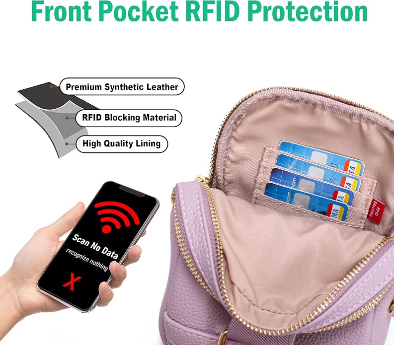 INICAT Anti Theft Crossbody Bag for Women, Small RFID Blocking Sling Purse with Zipper Lock for Travel, Vegan Leather