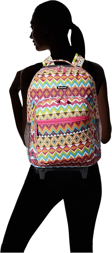 Rockland Double Handle 17" Rolling Backpack, Tribal
