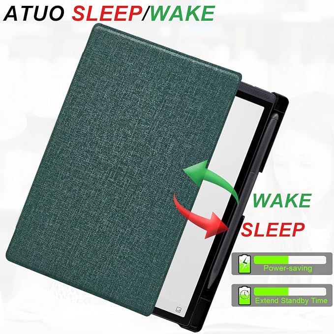 Slimshell Case for 8.2'' iFLYTEK AINOTE Air 2 Smart Auto Sleep/Wake Ultra-Thin Lightweight Leather Folio Cover with Built-in Pen Holder & Magnetic Closure (Cloth Sage Green)
