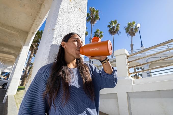 LifeStraw Go Series — Insulated Stainless Steel Water Filter Bottle for Travel and Everyday Use removes Bacteria, Parasites and Microplastics, Improves Taste, 1L, Aegan Sea
