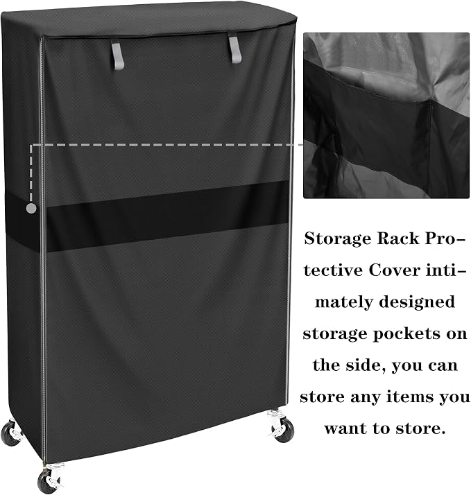 Wire Shelf Cover 36x18x54, Dustproof Storage Rack Cover with Zipper | Heavy Duty 600D Shelving Unit Cover for Garage Pantry Laundry and Indoor Organization
