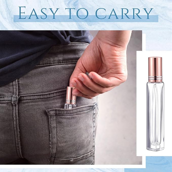 Domensi 40 Pcs 10/15/20/30 ml Perfume Travel Refillable Glass Bottles Spray Bottle Perfume Atomizer for Cologne Dispenser Leak-proof Fragrance Bottles Atomizer Pump Kit (10 ml,Rose Gold)