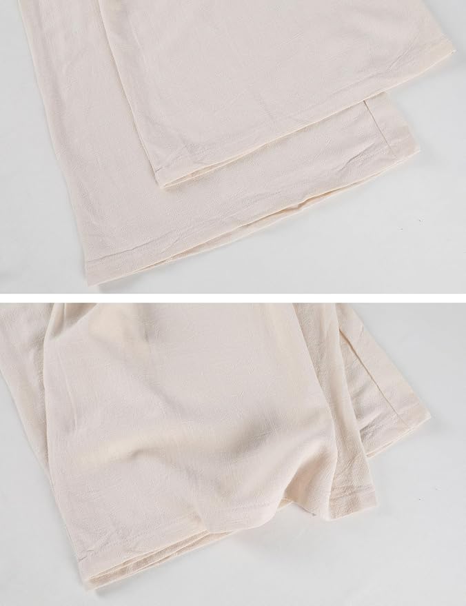 Hooever Womens Cotton Linen Pants Casual Button Up High Waisted Wide Leg Trousers