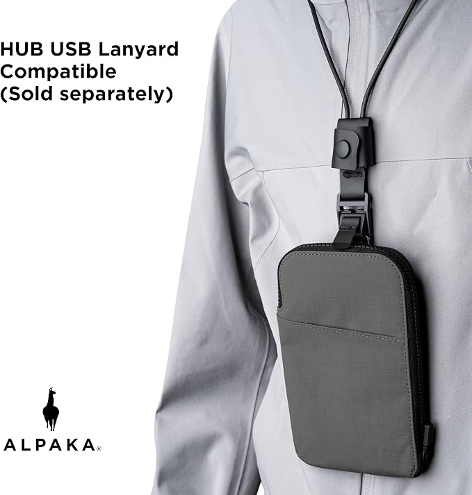 ALPAKA Zip Travel Wallet Grey Axoflux 210D - RFID Passport Holder, Self Locking Zipper Travel Wallet Tear Resistant Material, 4 Pockets and 2 Card Slots - HUB Accessories Compatible
