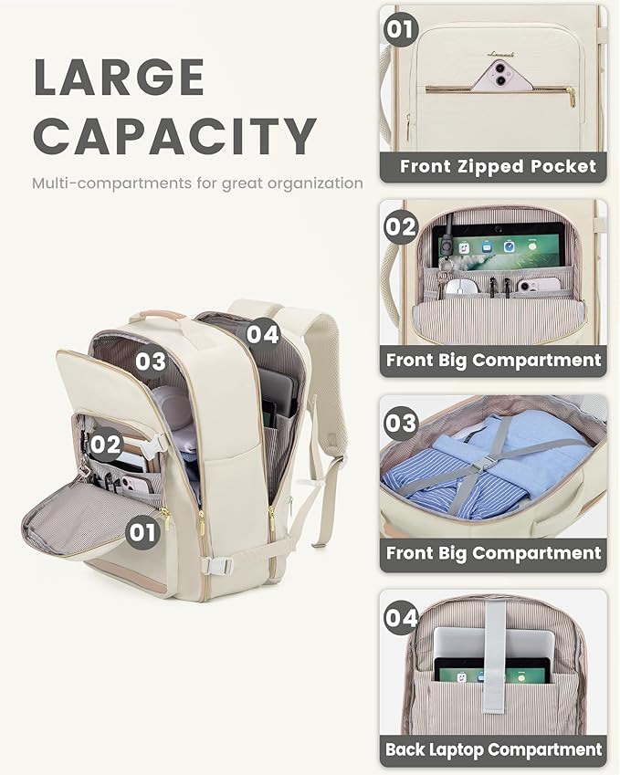 LOVEVOOK 40L Travel Backpack Flight Approved Carry on Backpack,3 Packing Cubes,Waterproof Personal Item Travel Bag,TSA Carry on Luggage Suitcase Travel Essentials,Gifts for Women & Men,fits 17" Laptop