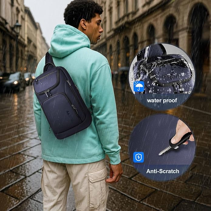 hk Sling Bag for Man, Waterproof Utility Crossbody Bag with Anti-theft Pocket for Men