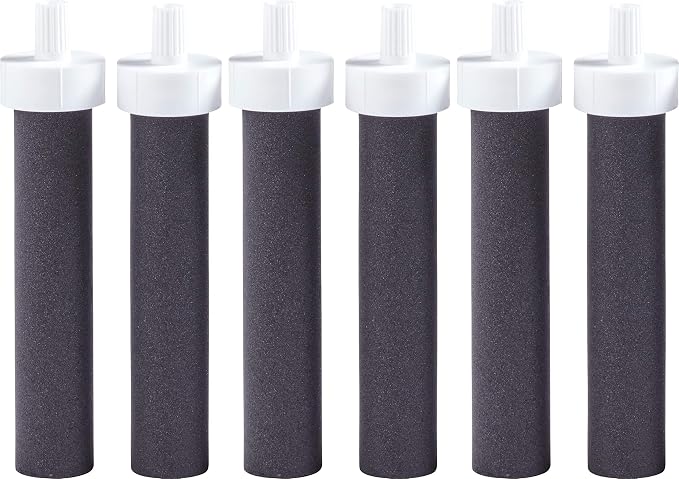 Brita Insulated Filtered Water Bottle with Straw (32 Ounce) and Water Filter Replacements (6 Count)