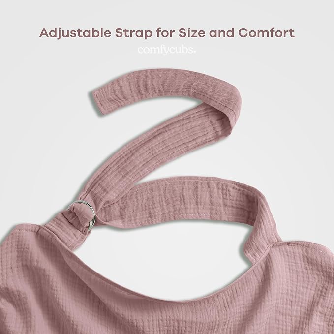 Comfy Cubs Muslin Nursing Cover, Pack of 1, 100% Muslin Breastfeeding Cover - Soft & Breathable Baby Nursing Scarf with Adjustable Neck Strap - Portable, Lightweight & Privacy Coverage - Mauve