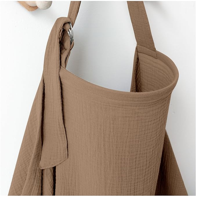 MairMore Muslin Nursing Covers for Breastfeeding, Privacy Breast Feeding Cover with Arch Neckline for Mom and Baby, Breathable 100% Cotton Nursing Apron Multi-use Stroller Cover
