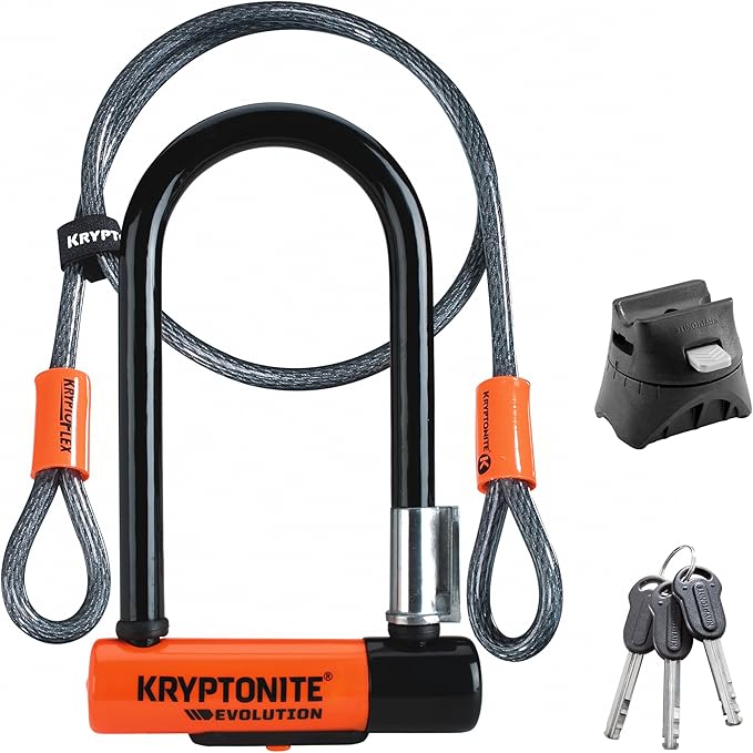 Kryptonite Evolution Mini-7 Bike U-Lock, 13mm Steel Shackle, 4 ft Cable | bike-locks