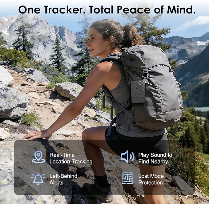 Wallet Tracker Card, [Apple MFi Certified] Ultra-Thin Item Finder Works with Apple Find My (iOS Only), Over 5-Year Battery Life, Slim Bluetooth Tracking Tag for Wallet, Luggage, Passport & Bags-Black