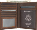 Polare Luxury RFID Blocking Leather Passport Holder Travel Wallet For Men and Women (Dark Brown)