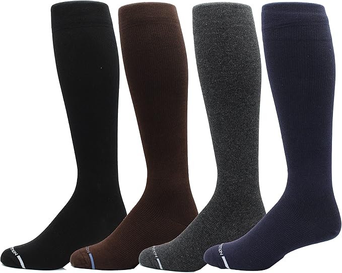 Dr. Motion 4 Pairs Men's Athletic Traveler Graduated Compression Knee High Socks