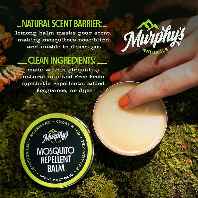 Murphy's Naturals Mosquito Repellent Balm for Outdoor Patio, Hiking, Camping, Plant-Based with Cedarwood, Lemongrass & Rosemary, 2 oz
