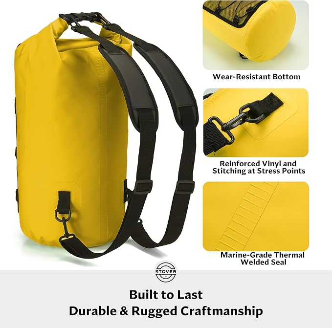 STOVER 5/10/25/30/40/55L Waterproof Dry Bag- Roll-Top Backpack w/Phone Case- Kayaking, Hiking, Camping, Boating- Men/Women