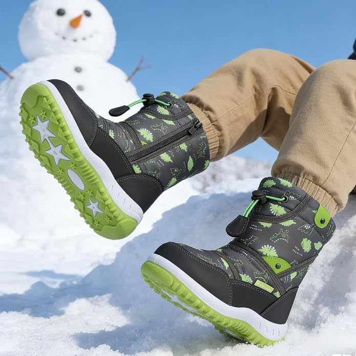 CIOR Winter Snow Boots for Boy and Girl Outdoor Waterproof with Fur Lined(Toddler/Little Kids)