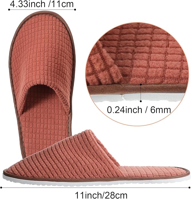 Geyoga 12 Pair House Slipper for Guest Non Slip Disposable Slipper for Travel Washable Reusable Closed Toe Hotel Bridesmaid Indoor Spa Wedding Party Shoeless Home