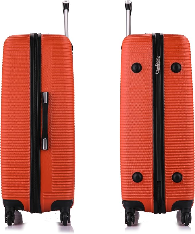 InUSA ROYAL Hardside Luggage Set with Spinner Wheel | Spacious Travel Suitcases with Ergonomic GEL Handle and Studs | (20/24/28) 3 Piece Luggage Set | Orange