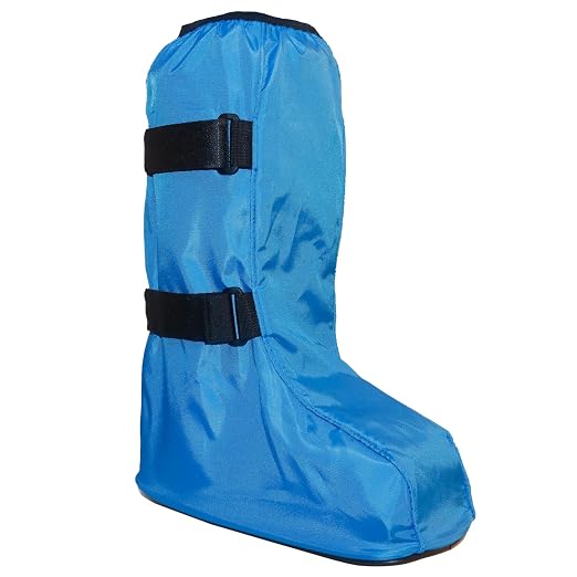 Walking Boot Cover for Medical Fracture Cast Blue Tall, Small | Water Resistant Slip Resistant Rubber Sole Easy On and Off Snug Fit