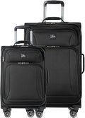 Skyway Epic Softside 2-Piece Luggage Set - Lightweight Suitcase with Wheels | TSA Approved Travel Bag | Spinner Suitcase | Luggage Set with Telescoping Handle, 20", & 28", Black