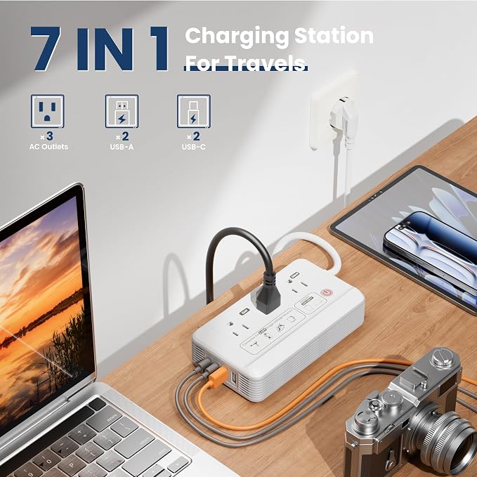 Mapambo 2000W Voltage Converter US to Europe, 7 in 1 Converter for European Travel, 220v to 110v Converter for International Travels (White)