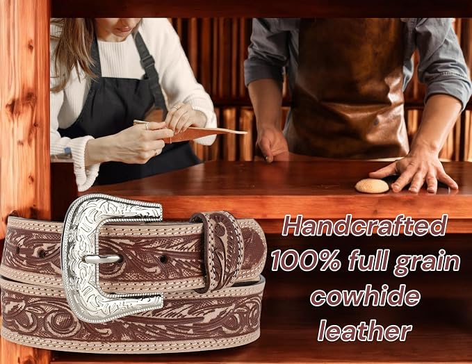 F&L CLASSIC mens Western full grain Leather belt Strap w/Snaps for Interchangeable Buckles, USA,