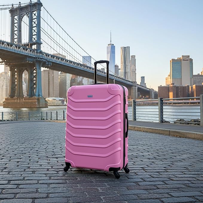 InUSA ENDURANCE Luggage with Spinner Wheels | Durable Lightweight Hardside Suitcase, Travel Bag with Handle and Trolley, 32-Inch Extra-Large Checked Luggage | Pink
