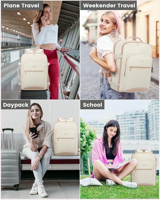 LOVEVOOK 40L Travel Backpack Flight Approved Carry on Backpack,3 Packing Cubes,Waterproof Personal Item Travel Bag,TSA Carry on Luggage Suitcase Travel Essentials,Gifts for Women & Men,fits 17" Laptop