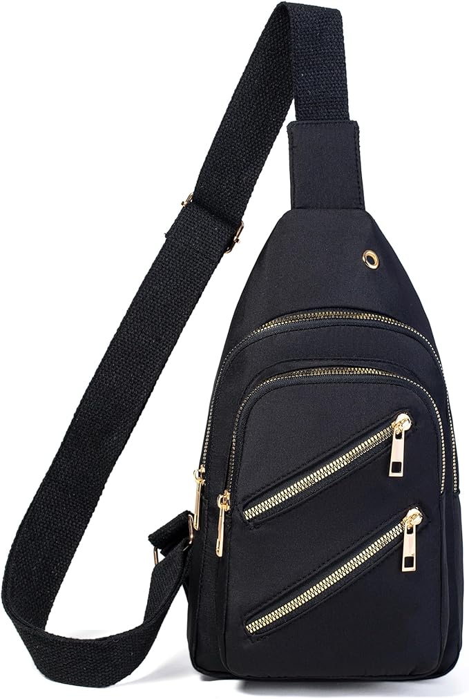 Banelu Sling Bag Crossbody Bags for Women, Small Sling Backpack Fanny Pack Cross Body Bag for Outdoors Hiking Traveling - Black