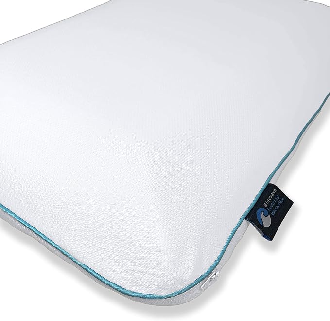 Bluewave Bedding Super Slim Max Cool CarbonBlue Gel Memory Foam Pillow for Stomach and Back Sleepers - Thin, Flat Design with Advanced Cooling (3.25-Inch Height, Standard Size)