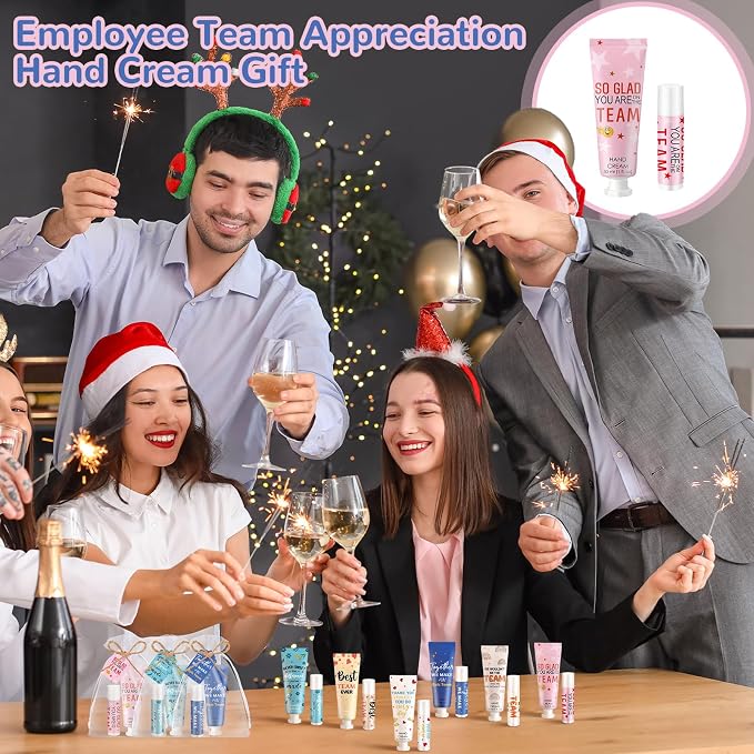24set/96pcs Best Team Ever Gifts Team Appreciation Thank You Gifts for Coworkers Women Employee Appreciation Gift Party Favors Basket Stuffers Items Travel Hand Lotion and Lip Balm Set