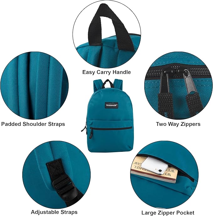Trail maker Classic 17 inch Backpacks with Adjustable Padded Straps | School Backpacks for Girls, Boys (Blue)