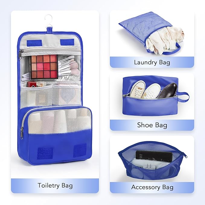 10 Set Compression Packing Cubes for Travel Essentials,Compressible Expandable Packing Cubes for Suitcase,OlarHike Luggage Garment Bags for Travel,Handy Helper for Organizing Clothes(Klein Blue)