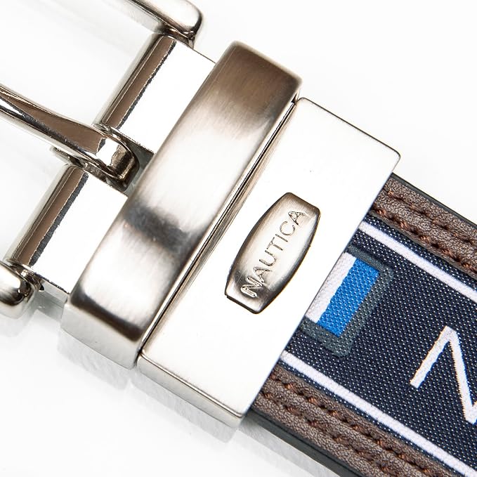 Nautica Men's Reversible Leather Belt | 2-in-1 | Classic | Everyday | Business | Work | Dress | Casual | Metal Buckle