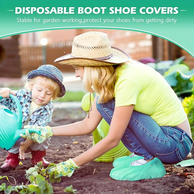 Leumoi 500 Pcs Disposable Boot Covers Bulk Non Slip Disposable Shoe Covers Large Durable Non Woven Shoe Protector for Indoors, Home, Floors and Shoes, One Size Fits Most(Green)