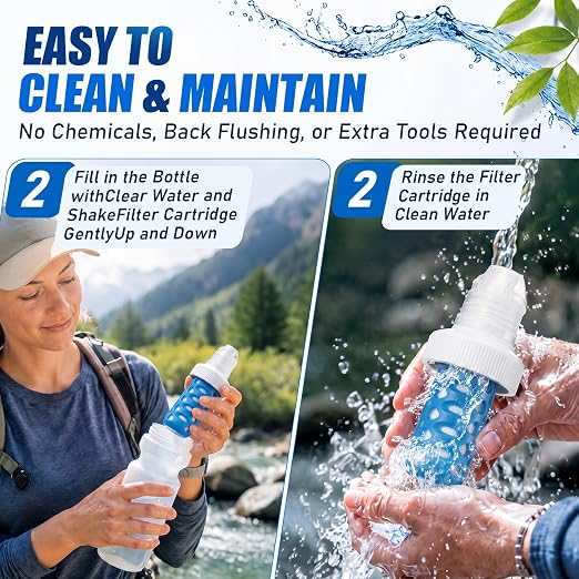 Hushee 2 Pcs Water Filter Cartridge Replacement Compatible with Katadyn BeFree Soft Bottles, 42 mm Caps, Perfect for Hiking, Running, Backpacking, Endurance Sports