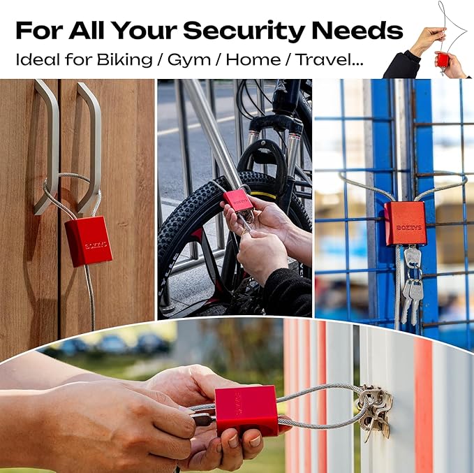Cable Locks 3-Pack | Keyed Alike Adjustable Cable Padlock｜Len 3.28ft(1m) with 6 Same Keys/Set for Bikes, Gate, Lockers, Gun & Outdoor Gear | Weatherproof & Silver