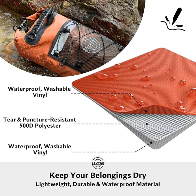 STOVER 5/10/25/30/40/55L Waterproof Dry Bag- Roll-Top Backpack w/Phone Case- Kayaking, Hiking, Camping, Boating- Men/Women