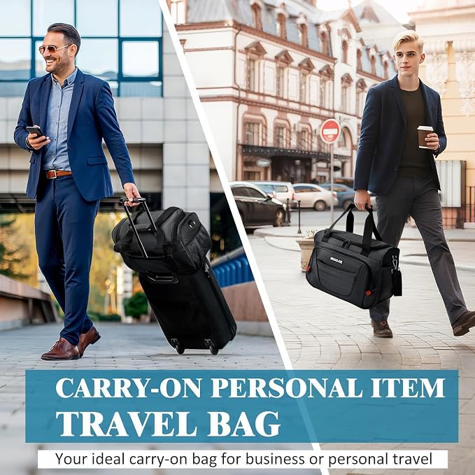 Underseat Carry On luggage Bag Airplanes Personal Item Bags, Gym Bag for Men Weekender Overnight Travel Tote Bag Shoulder Small Softside Carry on Luggage Travel Duffel Bags For Men Women -18 IN Grey