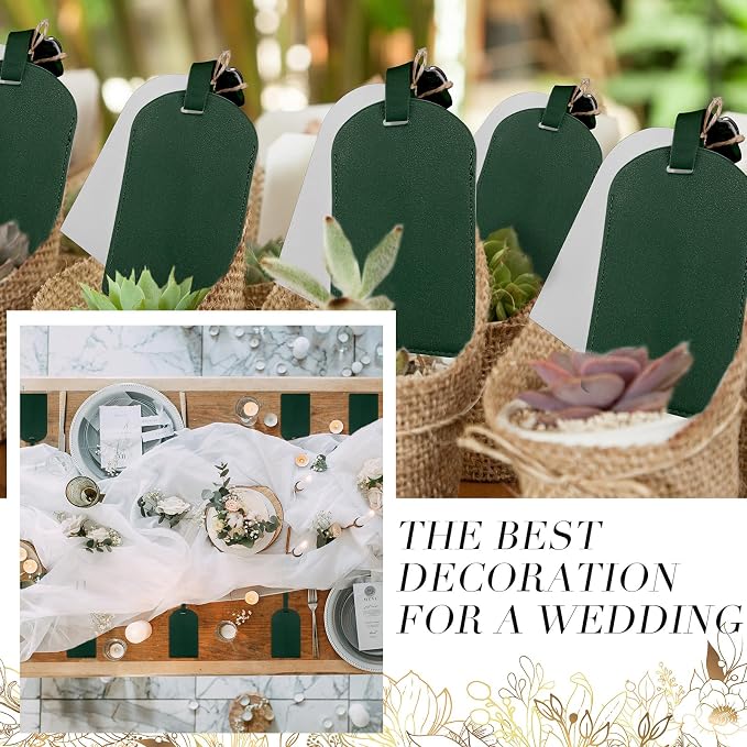 Amylove 48 Sets Leather Luggage Tags Bulk Wedding Favors Luggage Tags for Guests Bridal Gifts Wedding Bridal Shower Gift PU Leather with Name ID Card Tag for Guests