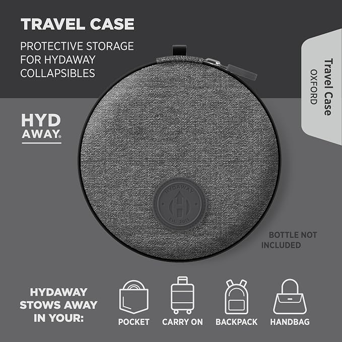 HYDAWAY Hydration Travel Pack - 25oz Collapsible Water Bottle with Flip-Top Lid and Protective Travel Case - BPA-Free, Leak-Resistant, Reusable Bottle for Traveling, Hiking, and Daily Use
