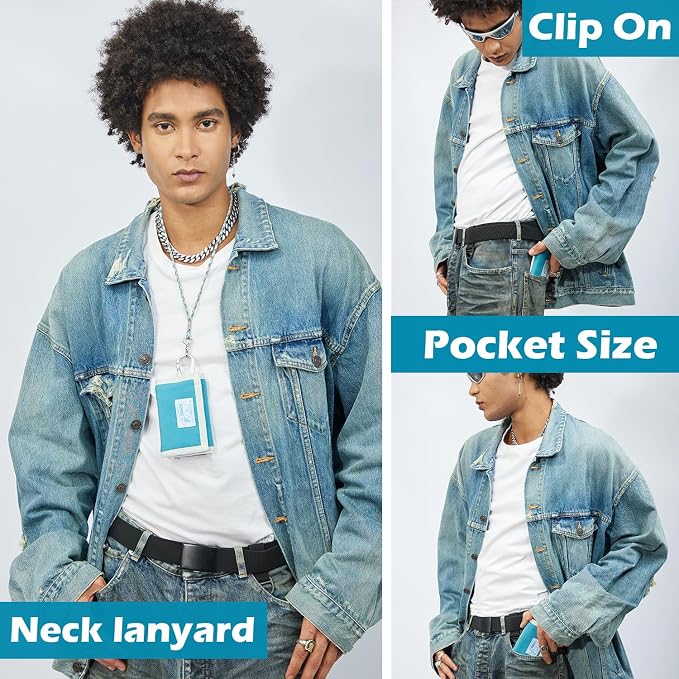 Rough Enough Kids Wallet for Boys Ages 6-16, Canvas Trifold with Neck Lanyard, Zipper Coin Pockets, Card Slots for Campus, Camping and Travel, Light Blue