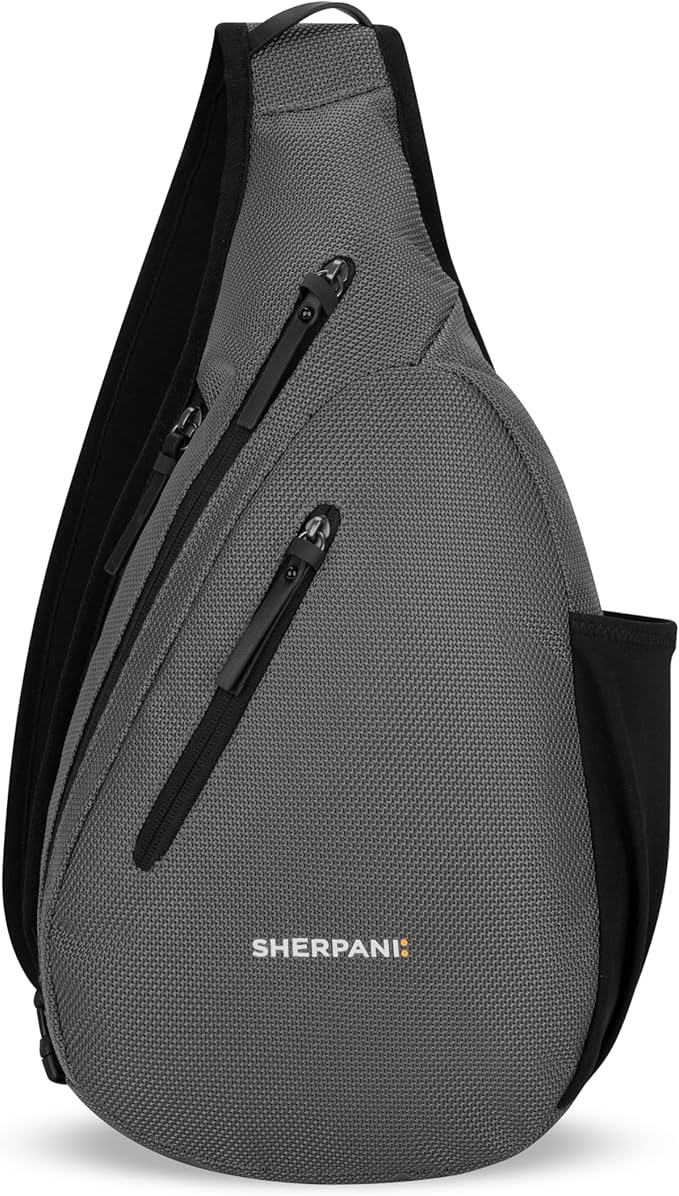 Sherpani Esprit, Anti Theft Sling Bag, Right-Handed Sling Purse, 10L Travel Bag, Crossbody Backpack, Travel Gift, Fits 10 Inch Tablet (Granite)
